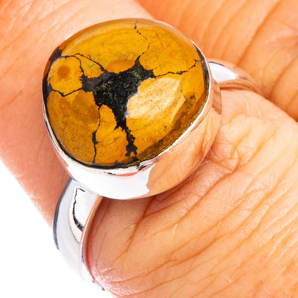 Hebei Spiderweb Turquoise Ring Size 8 (.925 Sterling Silver)