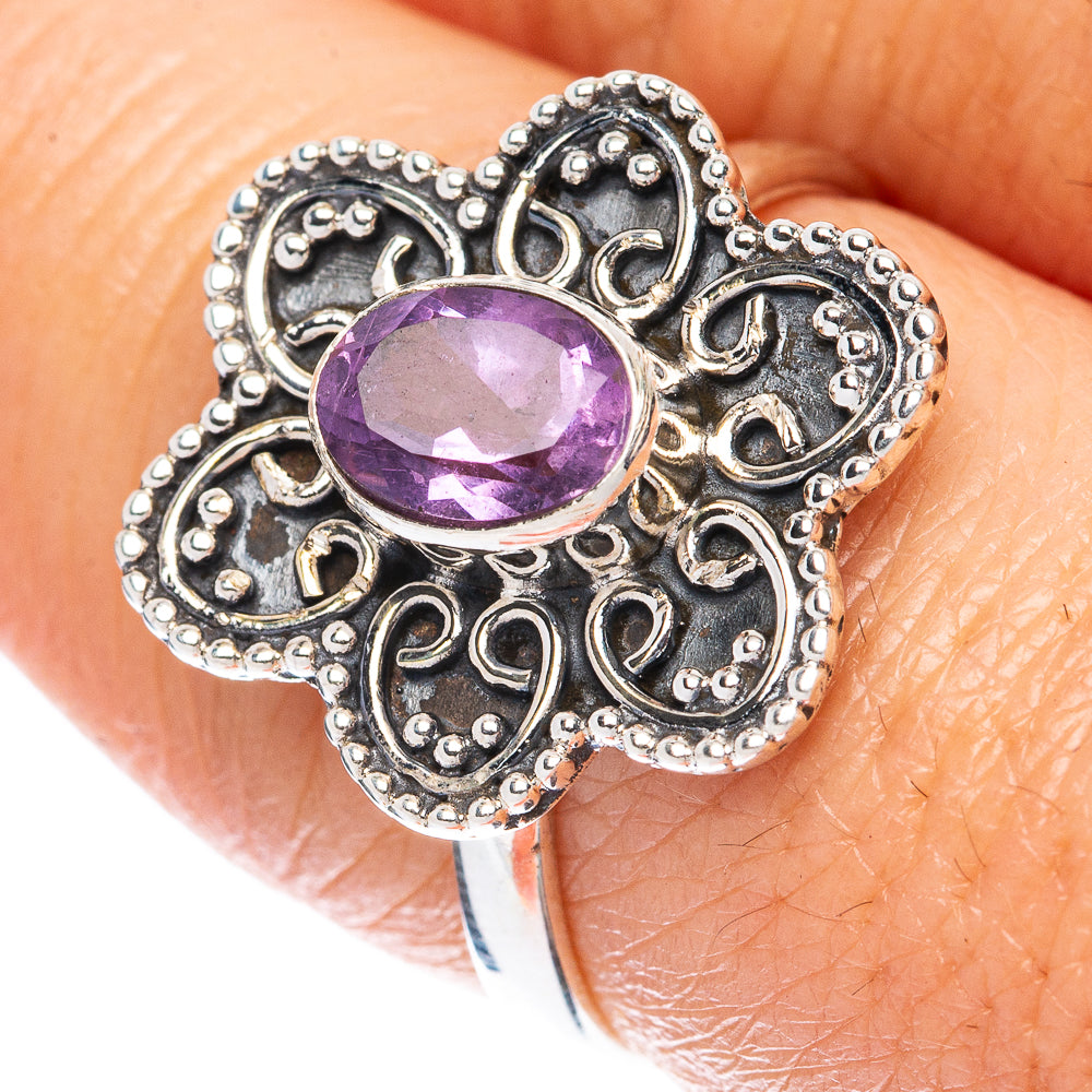 Value Faceted Amethyst Ring Size 8 (925 Sterling Silver) R3330