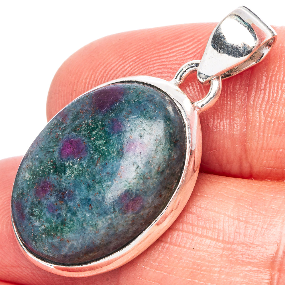 Ruby Fuchsite Pendant 1 3/8" (925 Sterling Silver) P42444
