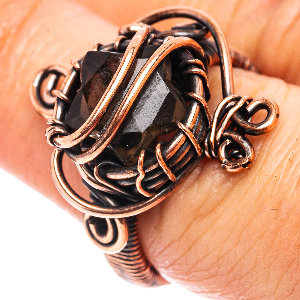 Smoky Quartz Wire Wrap Ring Size 6.25 (Oxidized Copper)