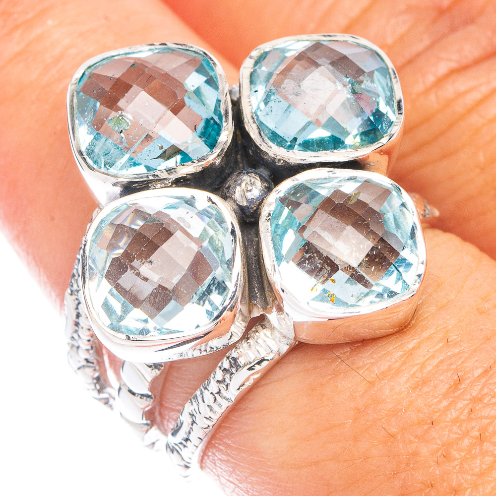 Signature Blue Topaz Ring Size 7.75 (925 Sterling Silver) R7598