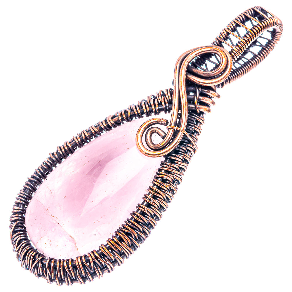 Rose Quartz Wire Wrap Pendant 2 5/8" (Oxidized Copper)