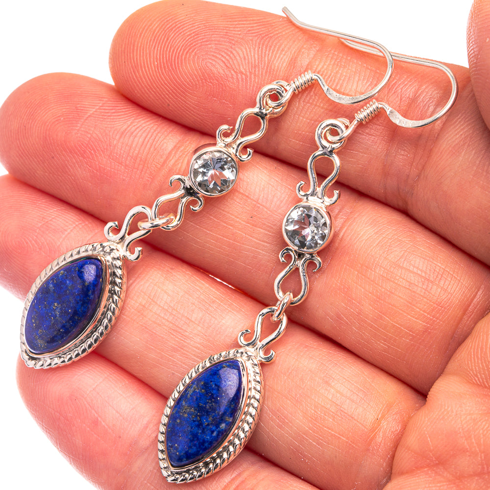 Premium Lapis Lazuli, Blue Topaz Earrings 2 1/4" (925 Sterling Silver) E432357