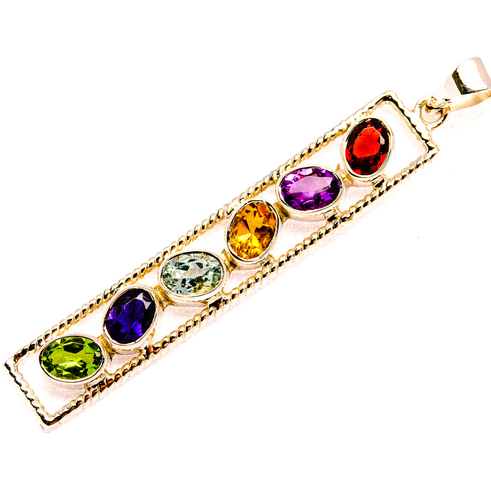 Signature Garnet, Amethyst, Citrine, Blue Topaz, Tanzanite, Peridot 925 Sterling Silver Pendant 2 5/8" (925 Sterling Silver) PD37817