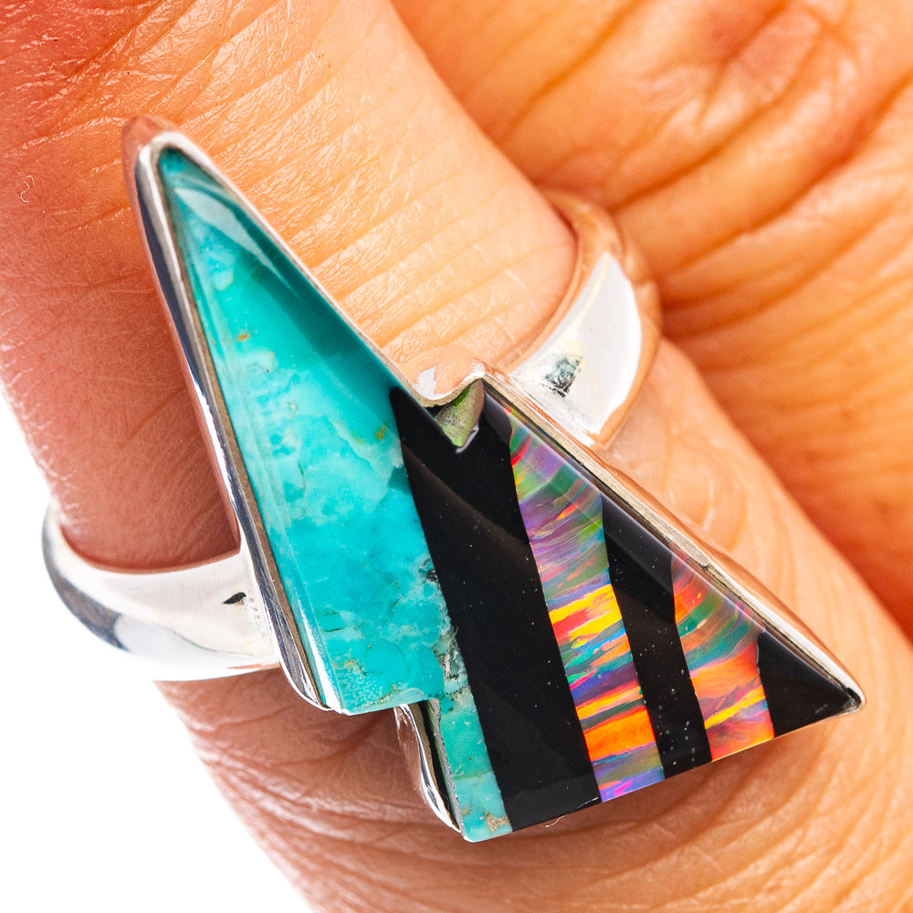 Premium Aura Opal Bolt Ring Size 6.75 (.925 Sterling Silver)