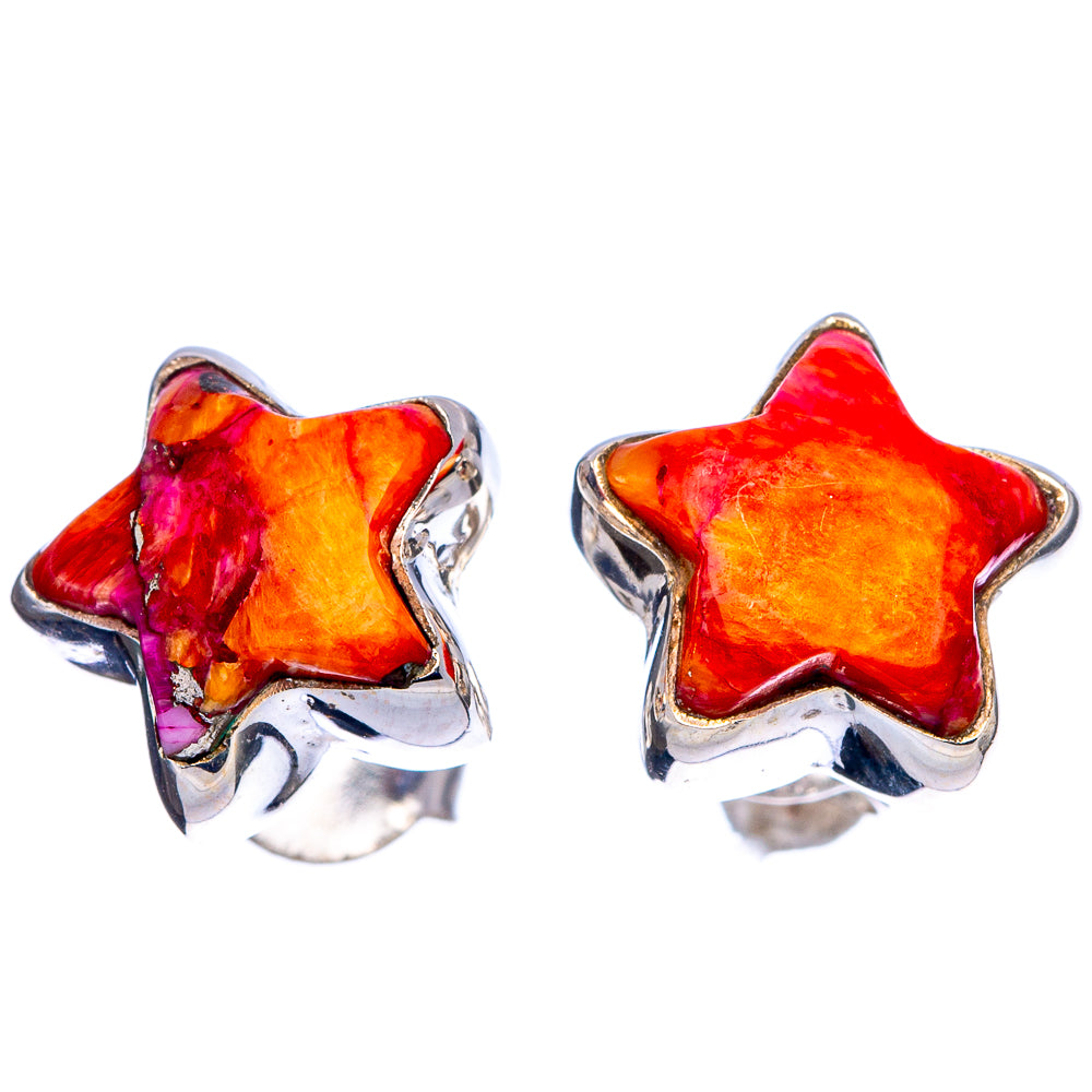 Pink Dahlia Mohave Turquoise Star Earrings 3/8" (.925 Sterling Silver)
