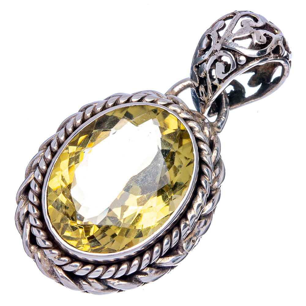 Faceted Citrine 1 5/8" Pendant (925 Sterling Silver) P40014