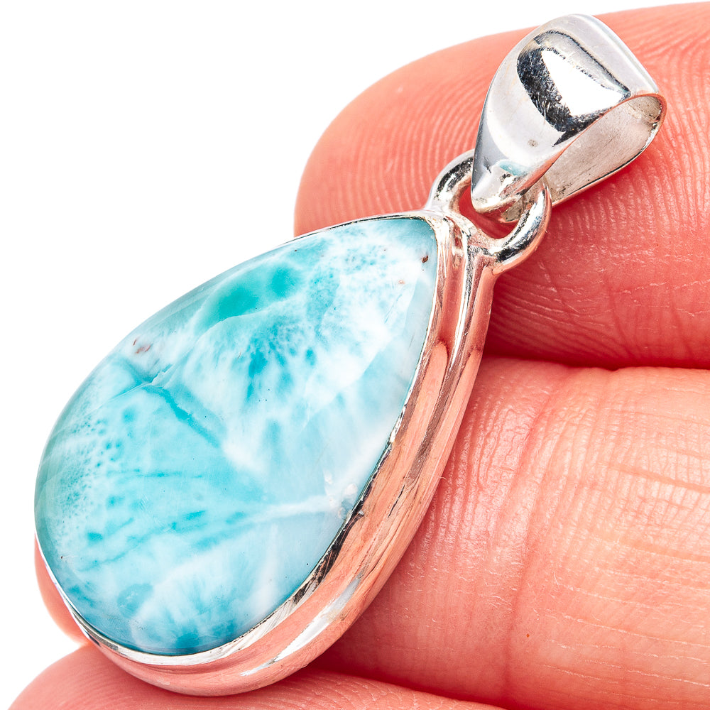 Rare Larimar Pendant 1 1/4" (.925 Sterling Silver)