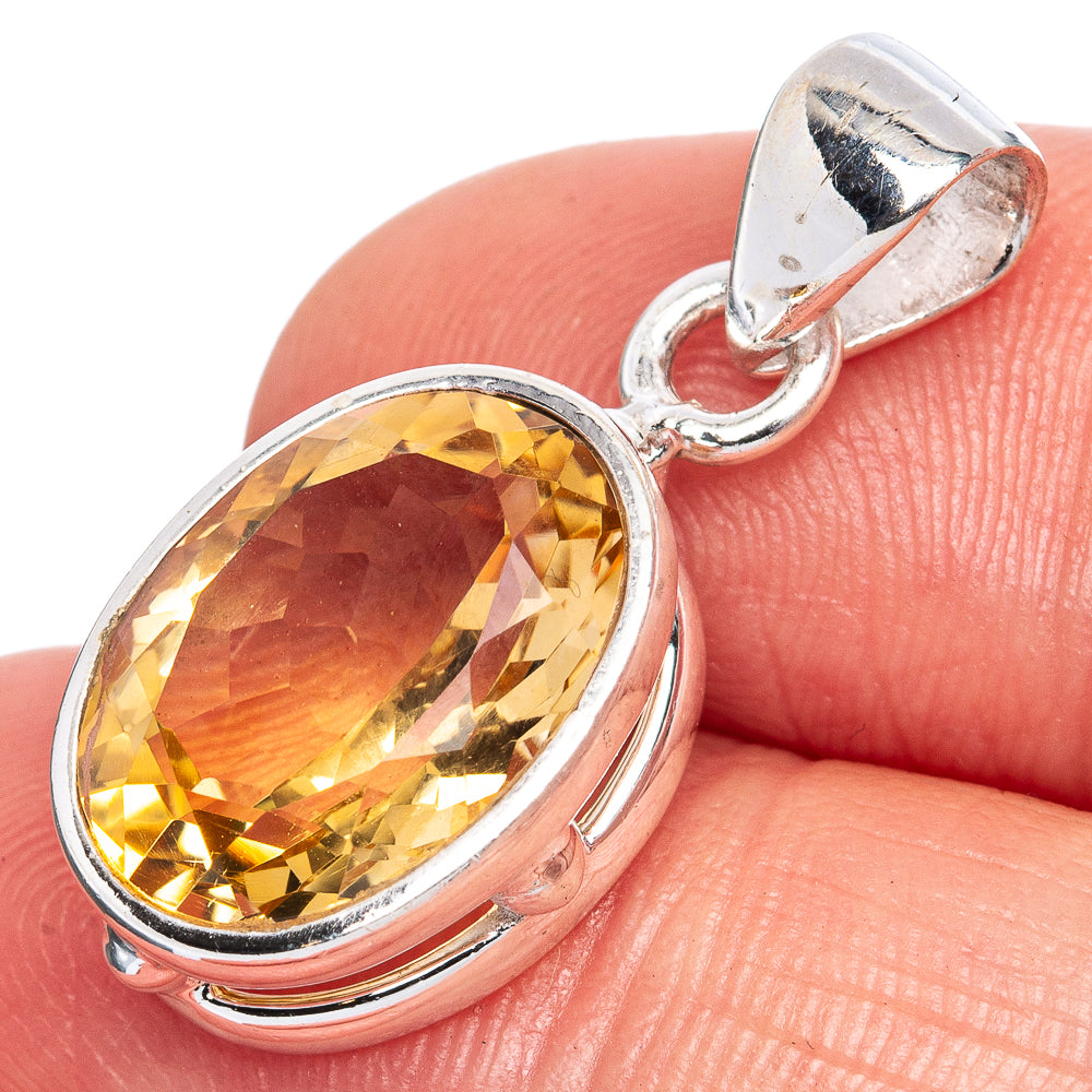 Value Faceted Citrine Pendant 1 1/8" (925 Sterling Silver) P42025