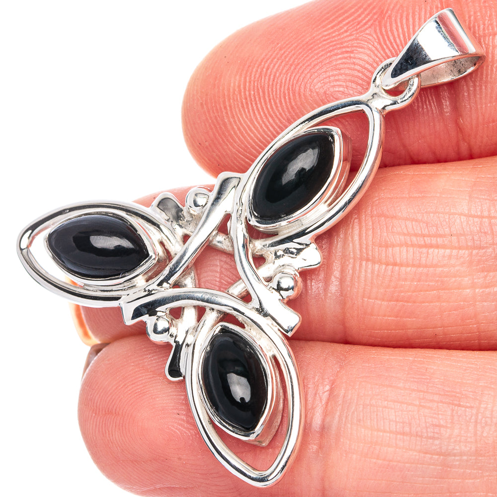 Premium Black Onyx Pendant 1 1/2" (925 Sterling Silver) P41855