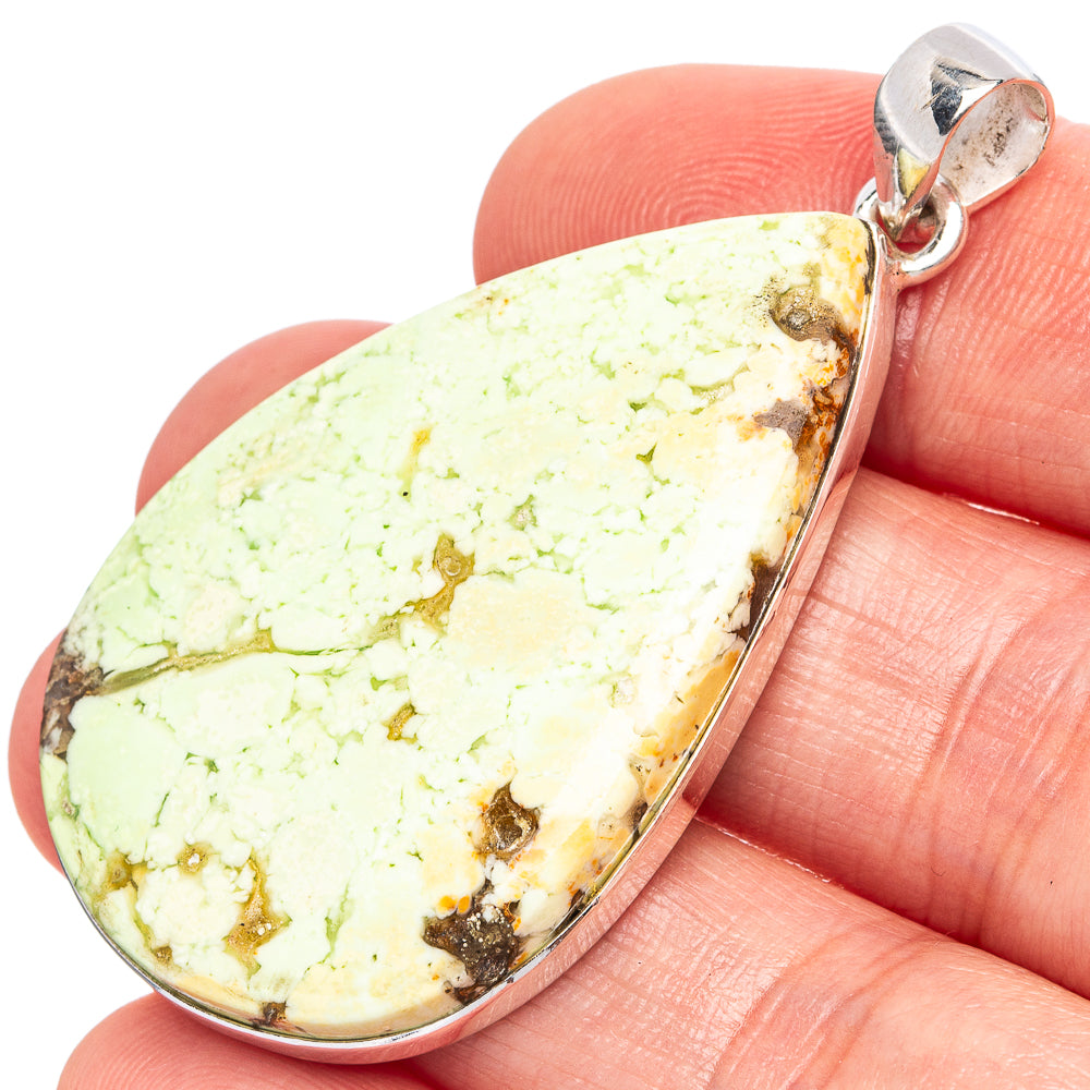 Lemon Chrysoprase Pendant 2" (925 Sterling Silver) P43348