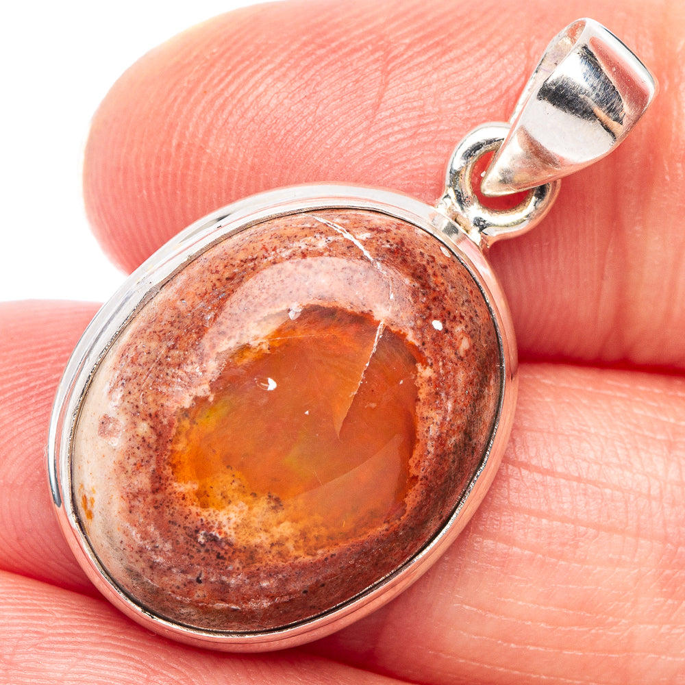 Rare Mexican Fire Opal Pendant 1 1/4" (925 Sterling Silver) P44230