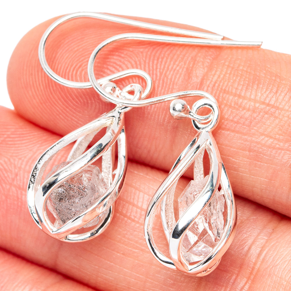Herkimer Diamond Caged Earrings 1 1/4" (925 Sterling Silver) E2549