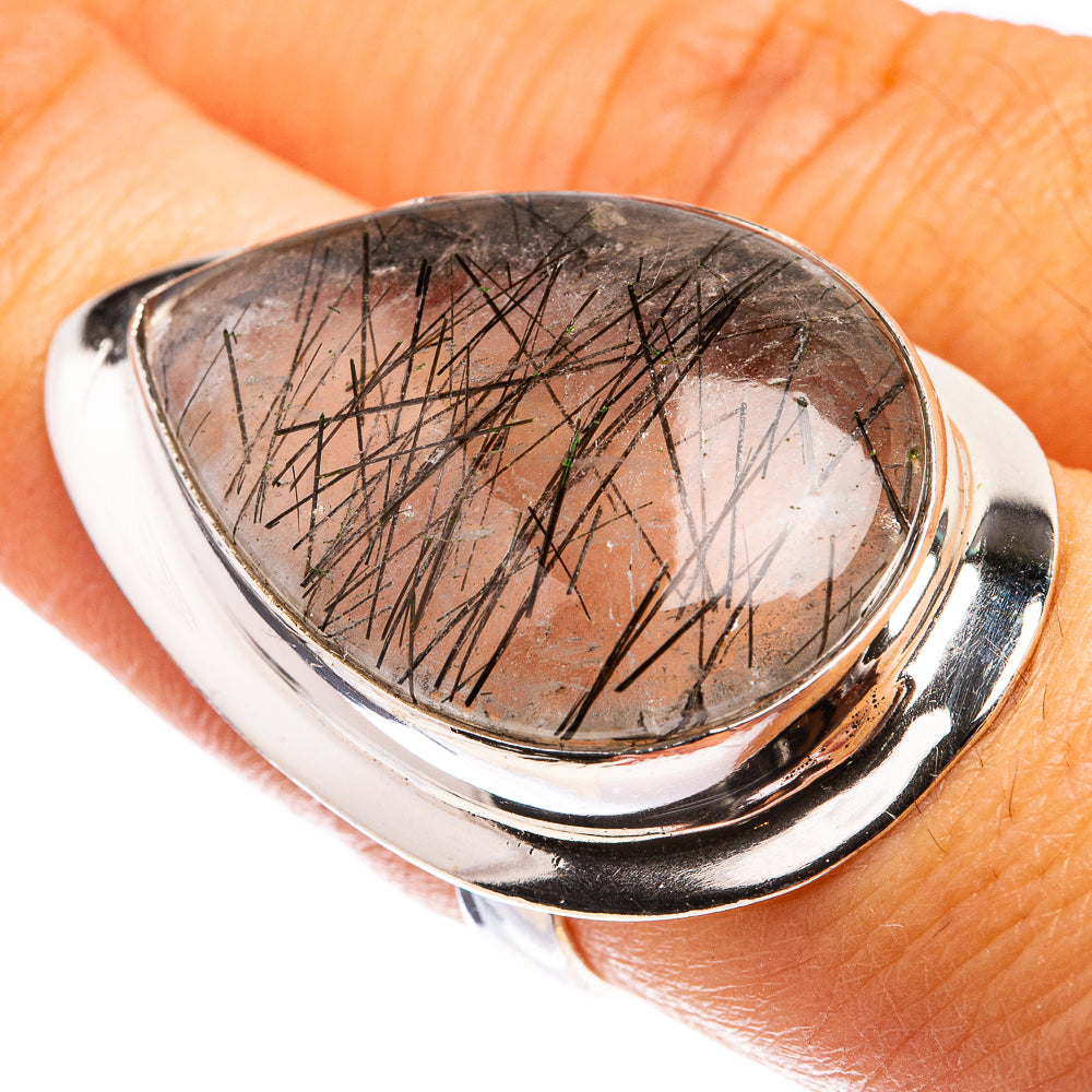 Large Tourmalinated Quartz Ring Size 7 (925 Sterling Silver) R142883