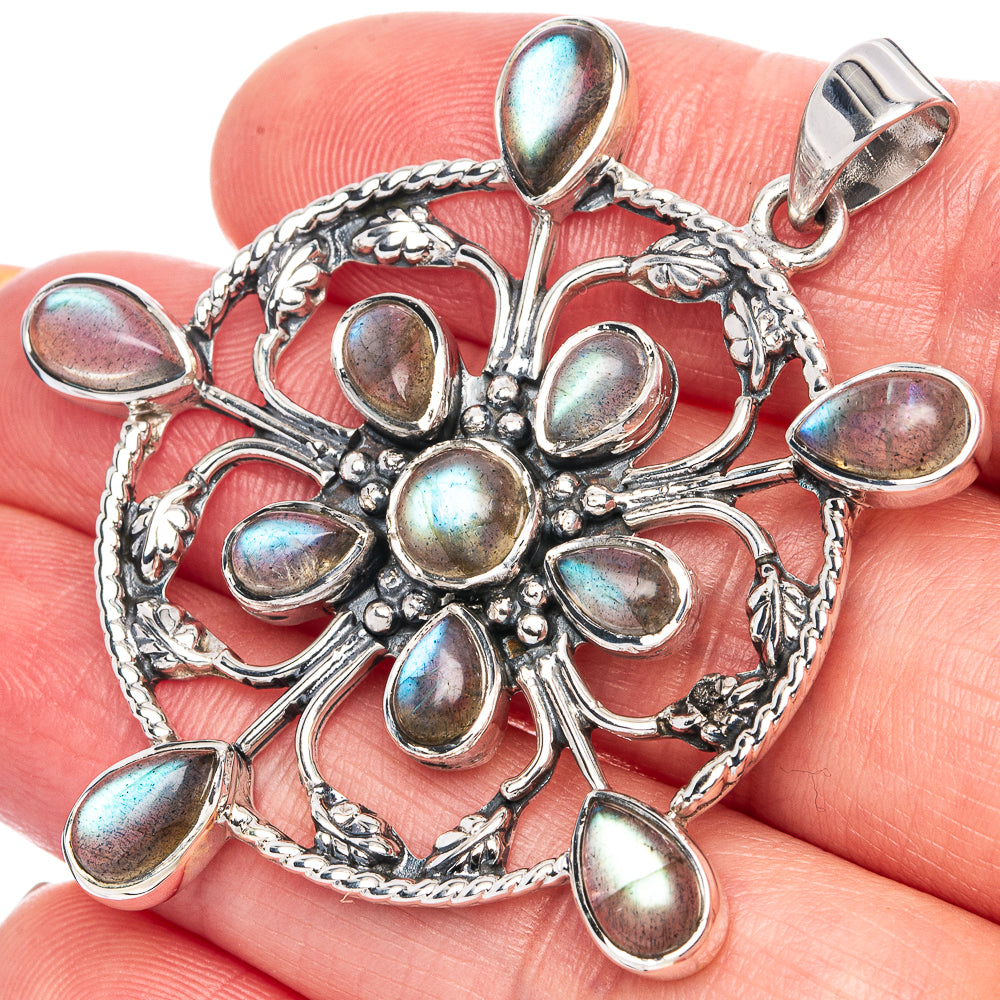 Signature Labradorite Snowflake Pendant 2" (925 Sterling Silver) P41813