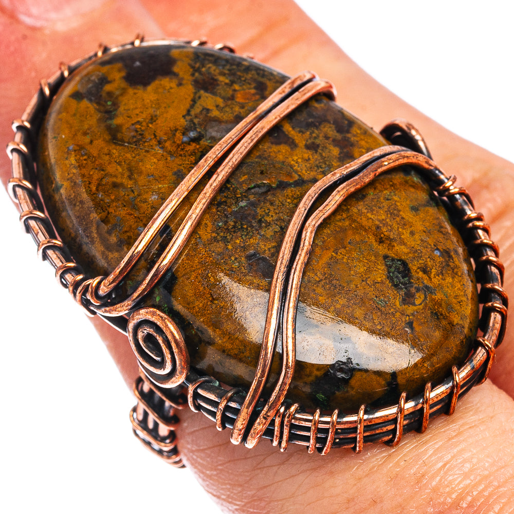 Hungarian Agate Wire Wrap Ring Size 6 (Oxidized Copper)