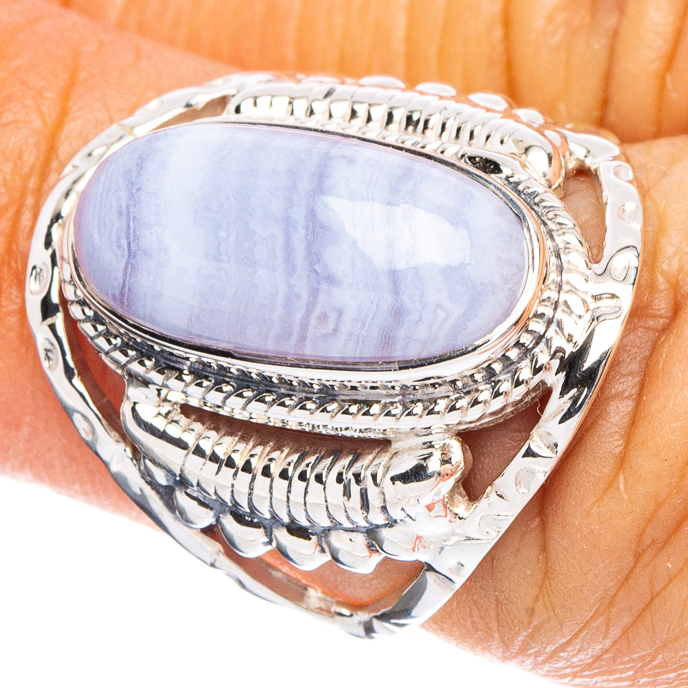 Blue Lace Agate 925 Sterling Silver Premium Ring Size 6 (925 Sterling Silver) R6608