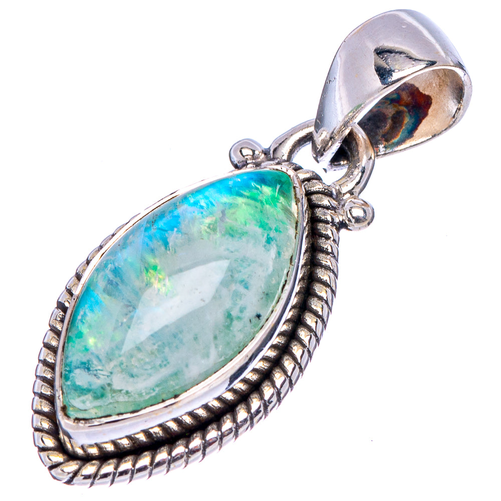 Green Moonstone Pendant 1 1/4" (.925 Sterling Silver)