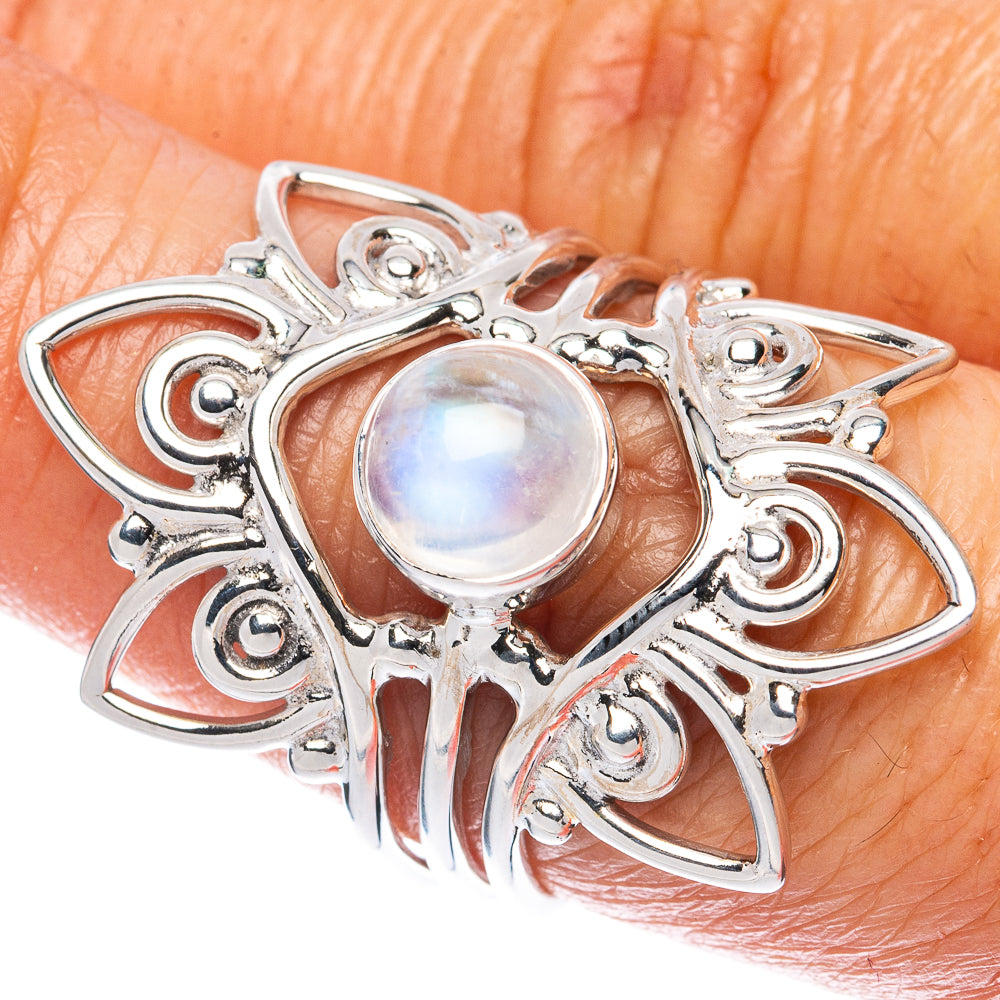 Premium Rainbow Moonstone 925 Sterling Silver Ring Size 7.5 (925 Sterling Silver) R2747