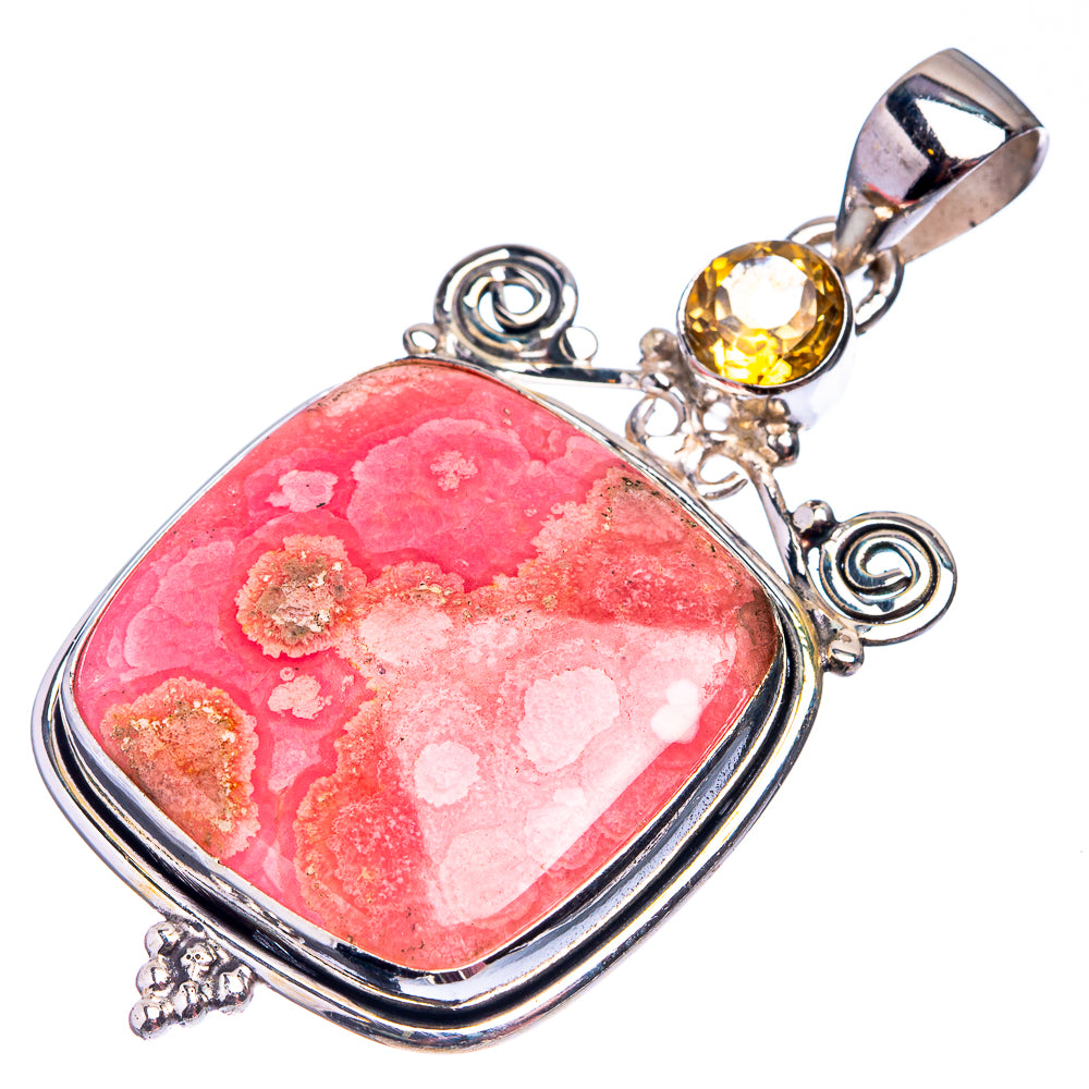 Rhodochrosite, Citrine Pendant 2" (925 Sterling Silver) P38872