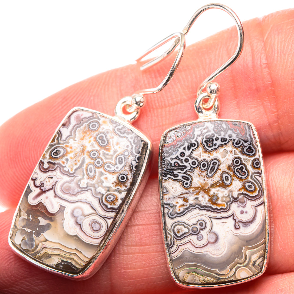 Crazy Lace Agate Earrings 1 1/2" (925 Sterling Silver) EARR432167