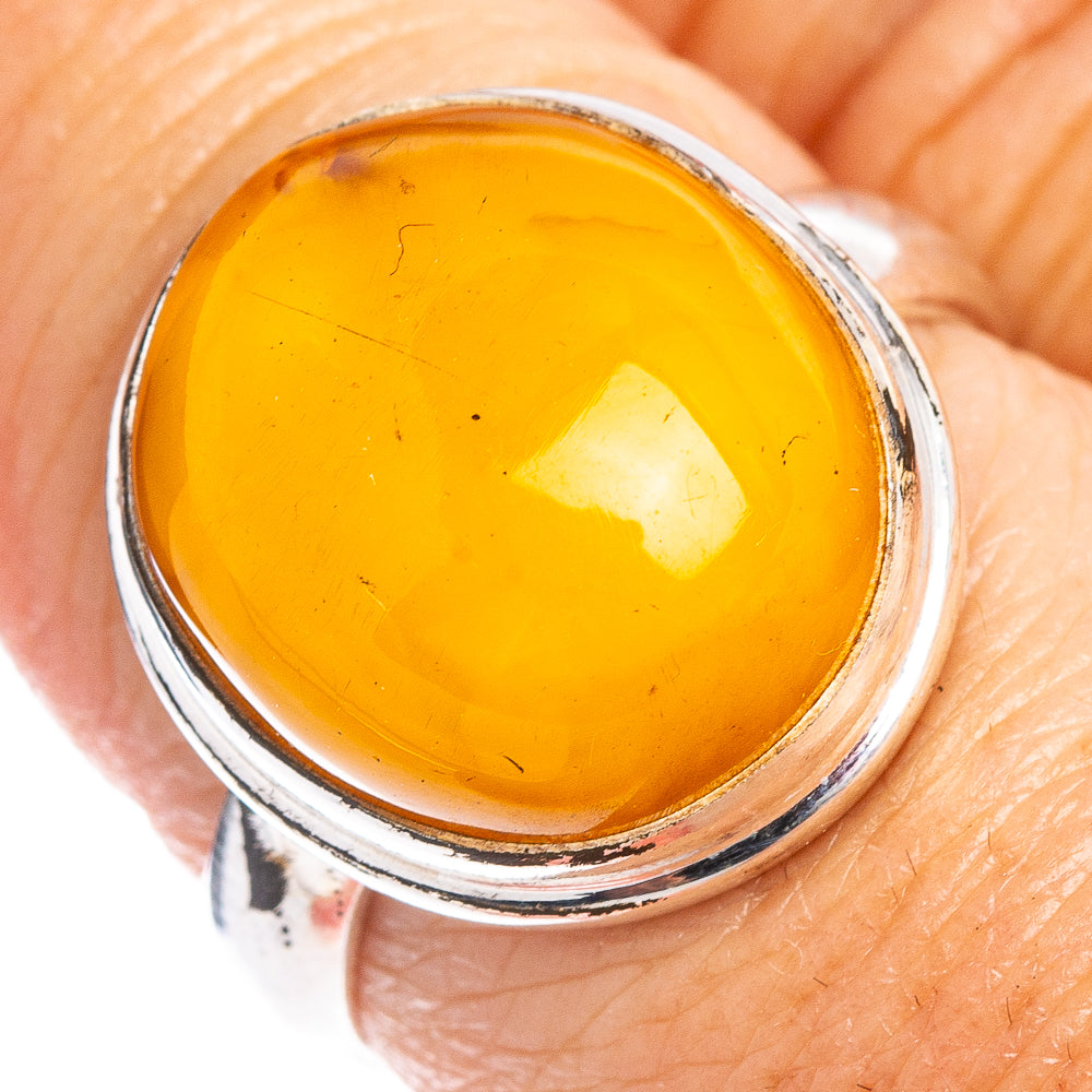 Bone Amber Ring Size 8 (.925 Sterling Silver)