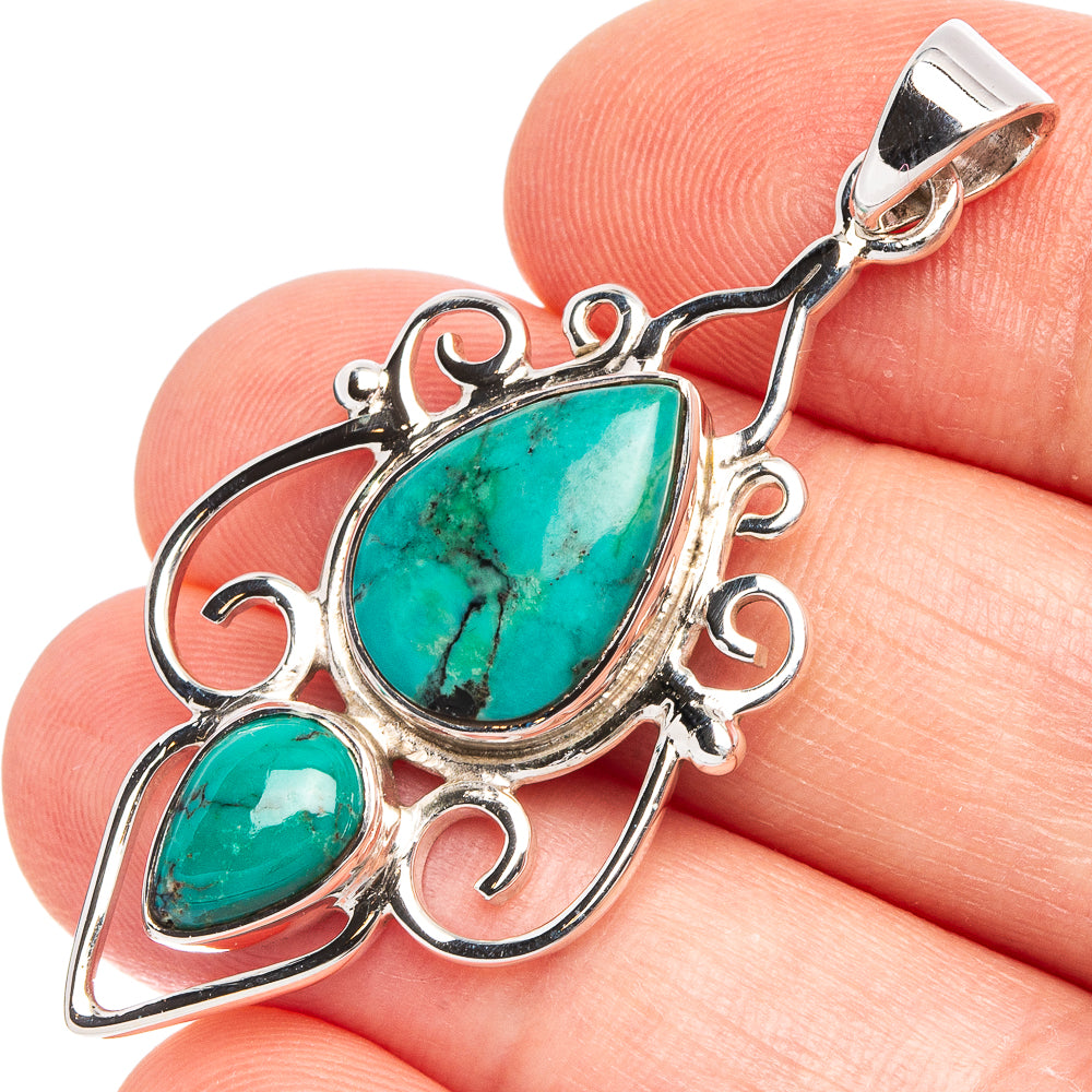 Arizona Turquoise 925 Sterling Silver Premium Pendants 1 3/4" (925 Sterling Silver) P43761