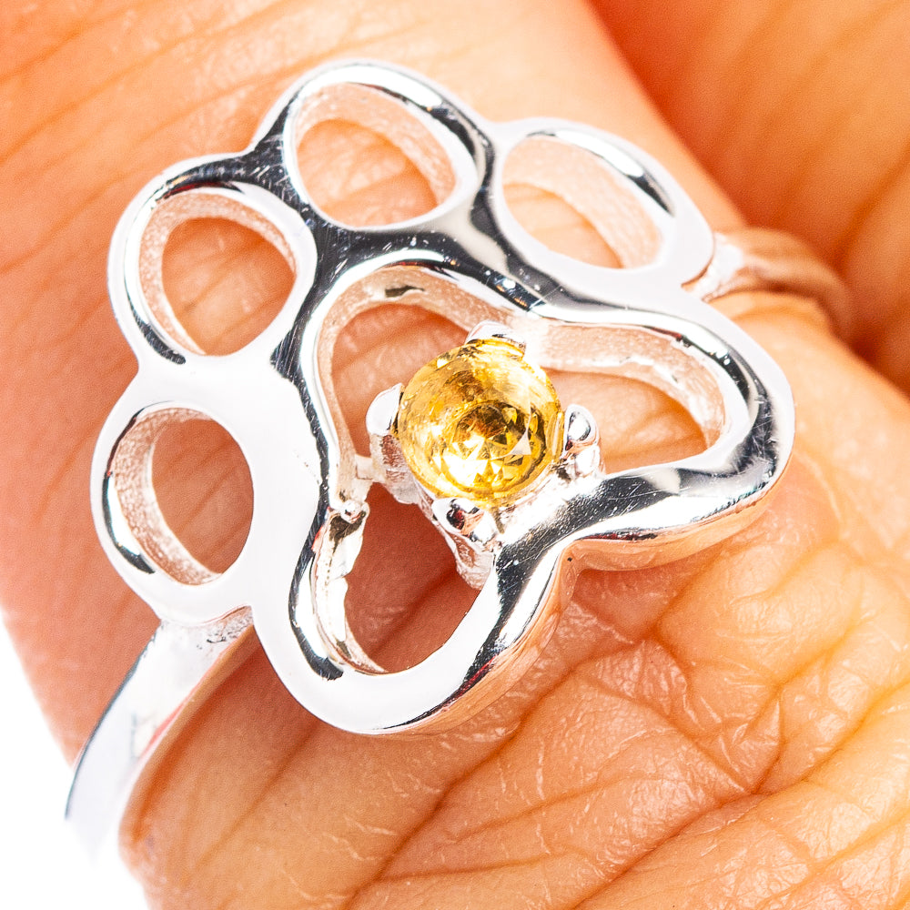 Citrine Paw Dainty Ring Size 6.5 (.925 Sterling Silver)
