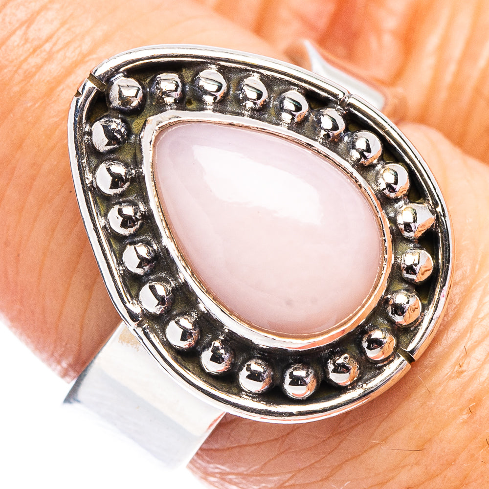 Exclusive Pink Opal Ring Size 7 Adjustable (.925 Sterling Silver)