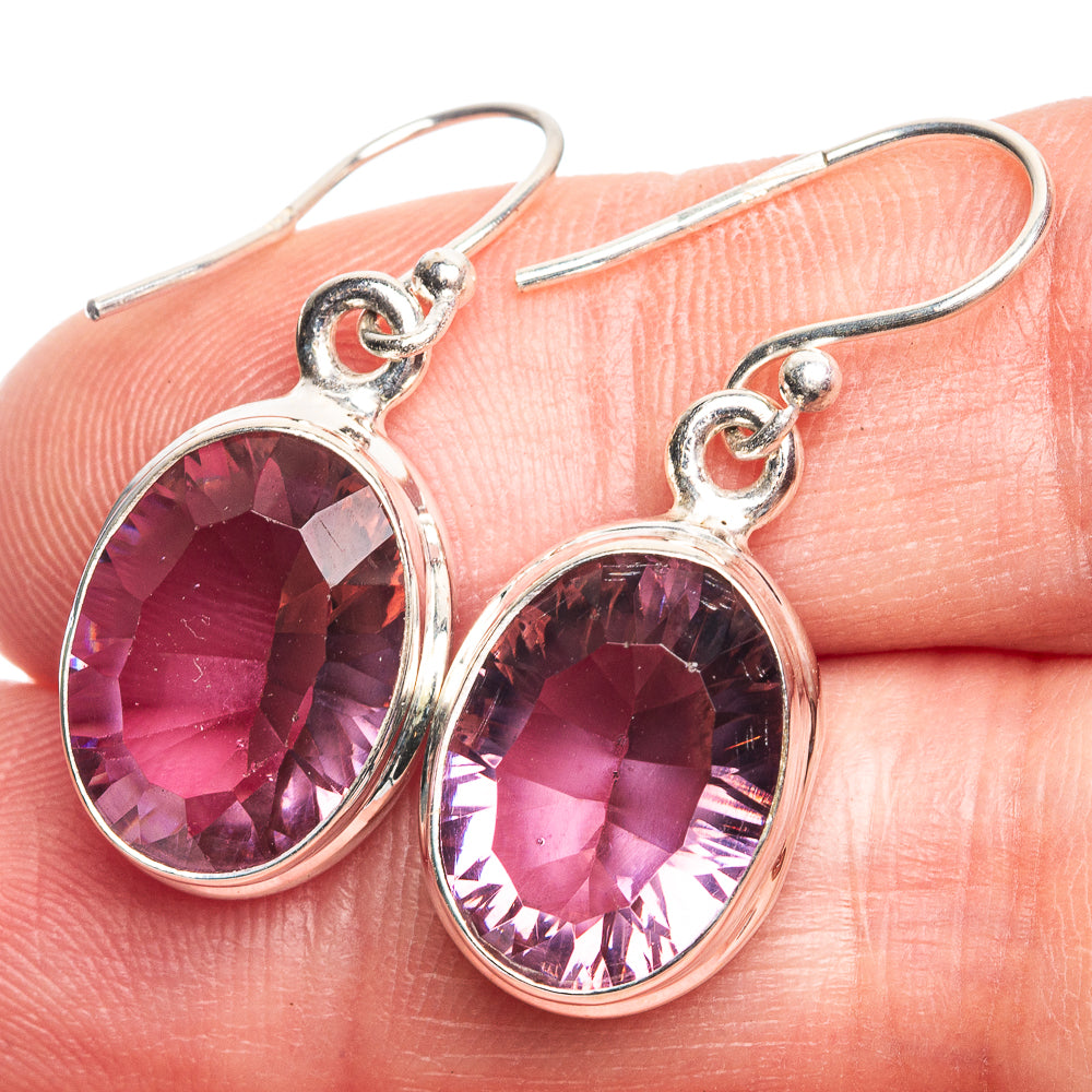Faceted Color Change Alexandrite (Lab.) Earrings 1 1/4" (925 Sterling Silver) E432598