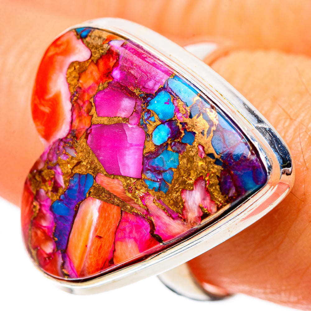 Large Kingman Pink Dahlia Turquoise 925 Sterling Silver Ring Size 9 (925 Sterling Silver) RING139695