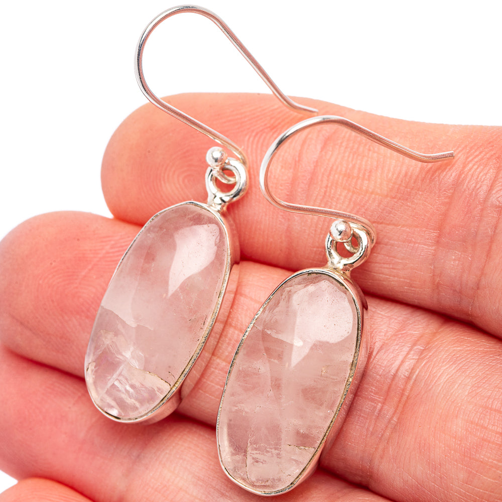 Rose Quartz Earrings 1 5/8" (.925 Sterling Silver)