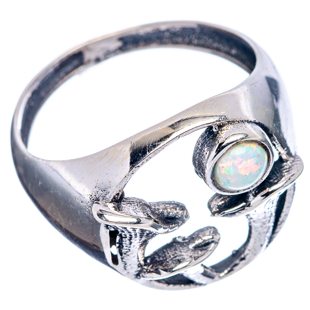 Lab Opal Mushroom Dainty Ring Size 7 (.925 Sterling Silver)
