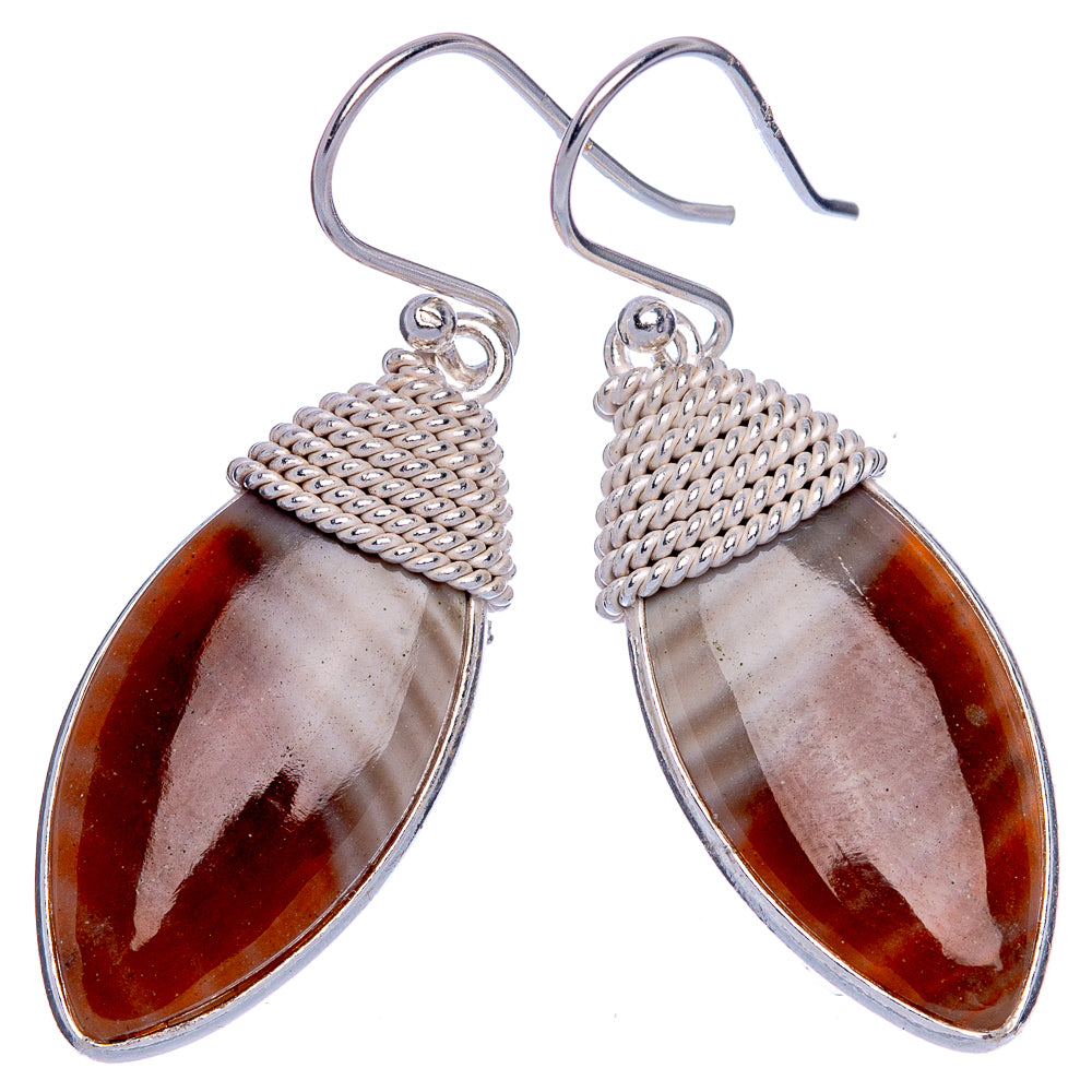Striped Flint Earrings 1 5/8" (925 Sterling Silver) E433242