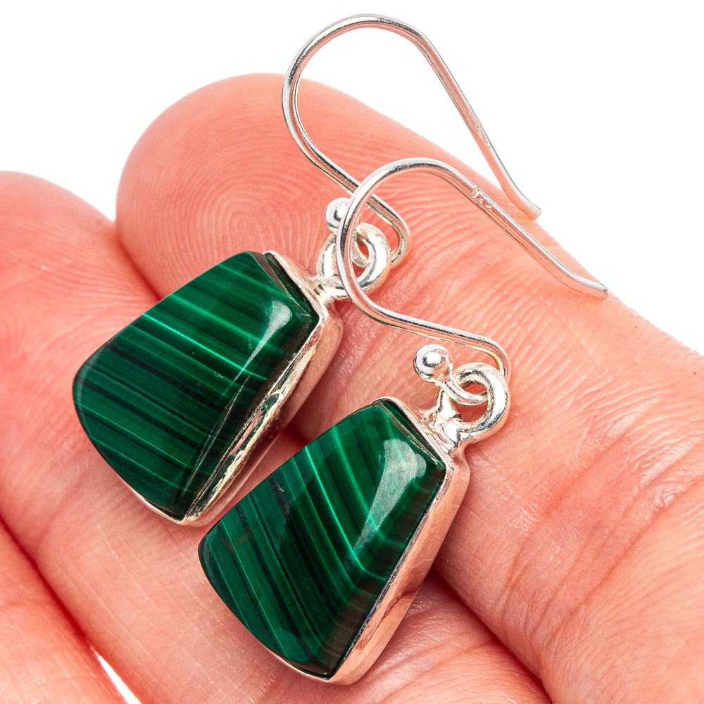 Malachite Earrings 1 1/4" (925 Sterling Silver) E1845