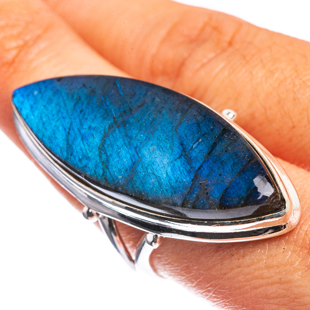 Huge Labradorite 925 Sterling Silver Ring Size 9.5