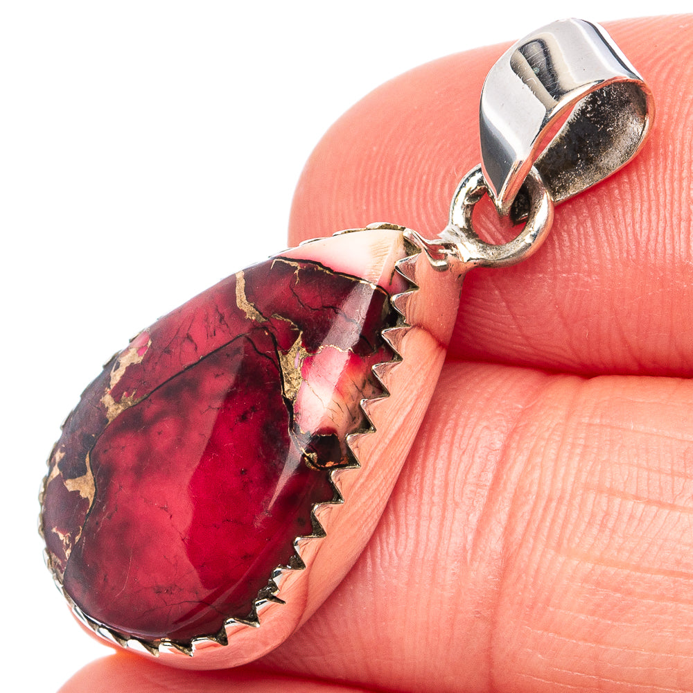 Red Dahlia Mohave Turquoise Pendant 1 3/8" (.925 Sterling Silver)