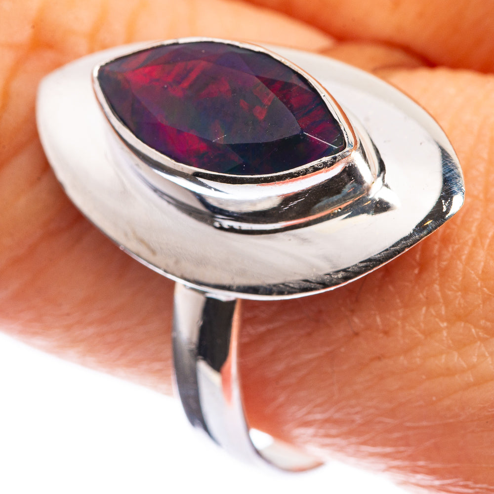 Black Opal 925 Sterling Silver Ring Size 9.75