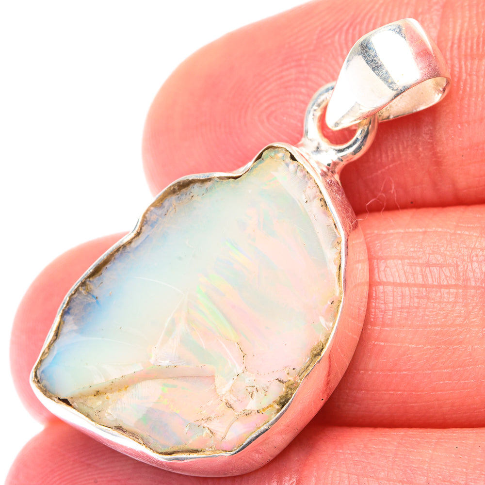Raw Ethiopian Opal Pendant 1 3/8" (925 Sterling Silver) PD38553