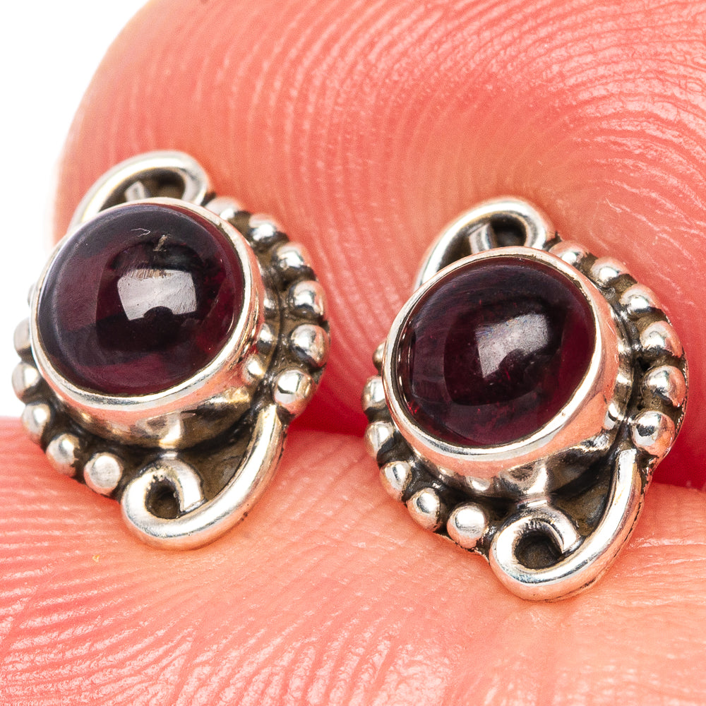 Garnet Dainty Earrings 3/8" (925 Sterling Silver) E1997