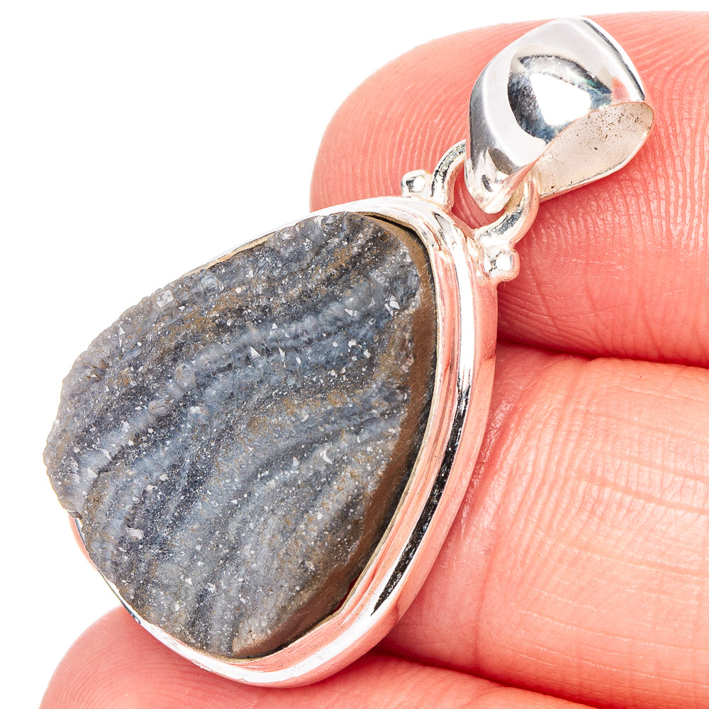 Desert Rose Druzy Pendant 1 3/8" (.925 Sterling Silver)