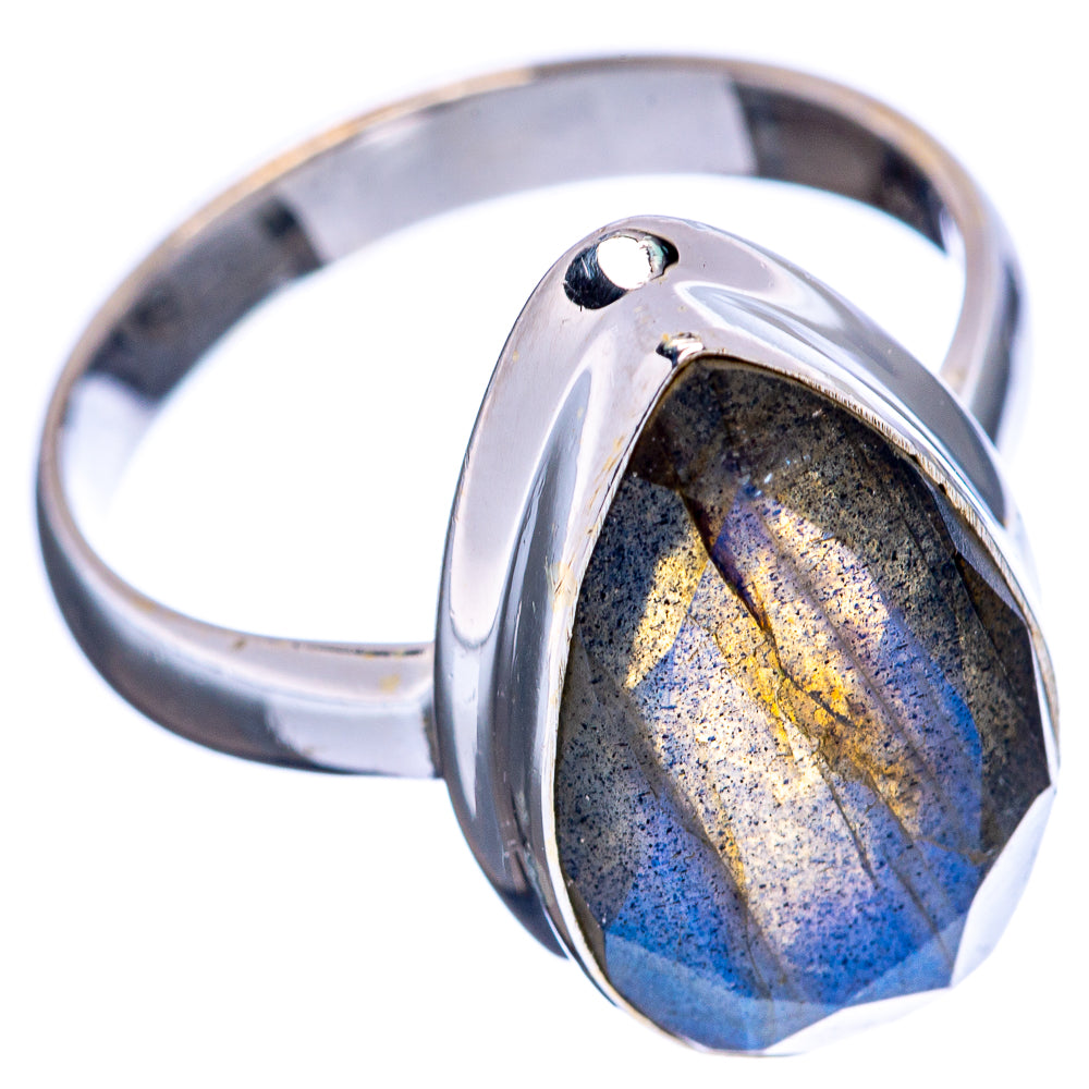 Faceted Labradorite Ring Size 7.5 (.925 Sterling Silver)