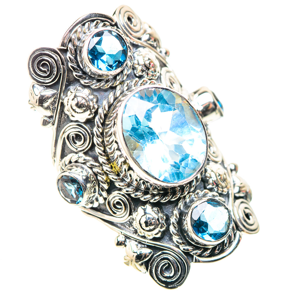 Signature Large Blue Topaz Ring Size 7.25 (925 Sterling Silver) RING138281