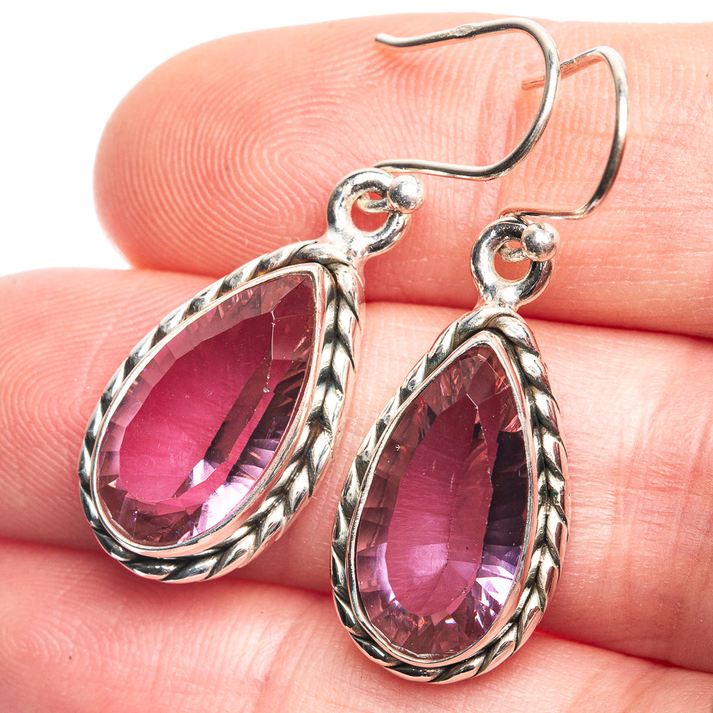 Faceted Color Change Alexandrite (Lab.) Earrings 1 3/8" (925 Sterling Silver) E432583