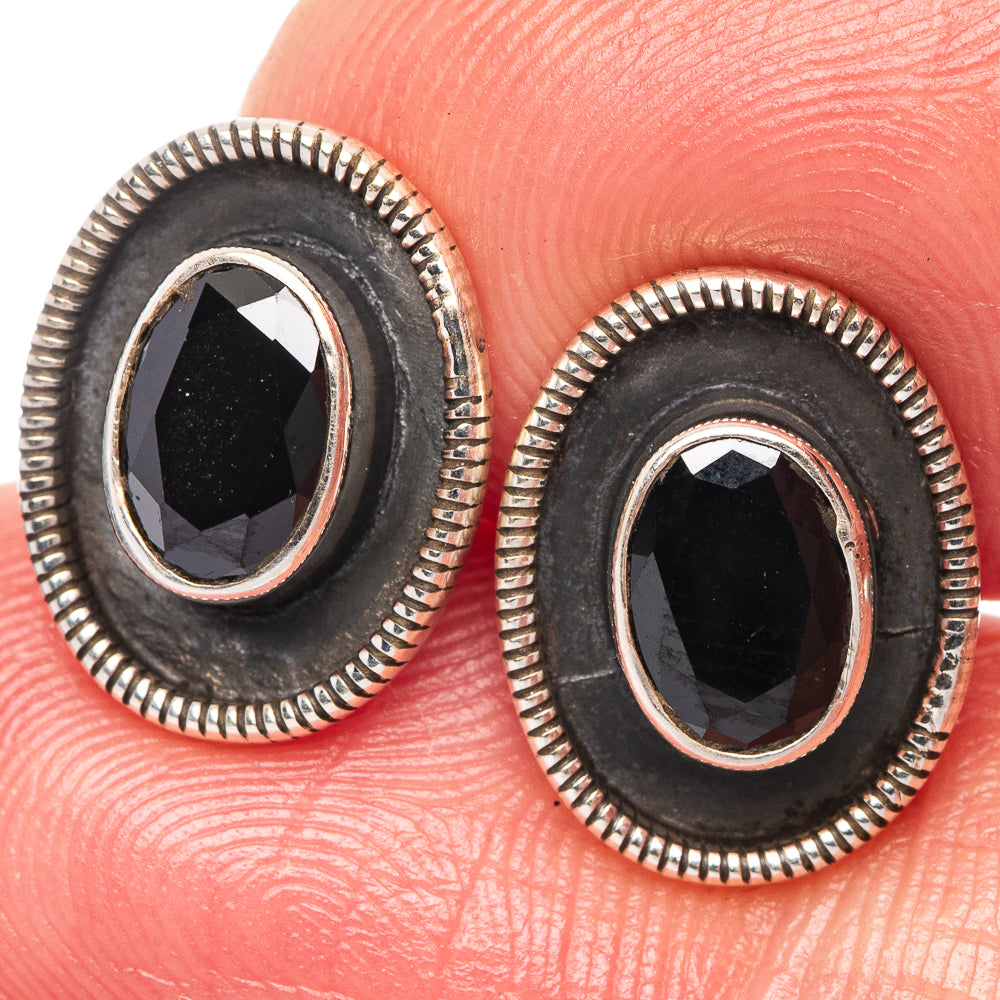 Black Onyx Dainty Earrings 1/2" (925 Sterling Silver) E2009