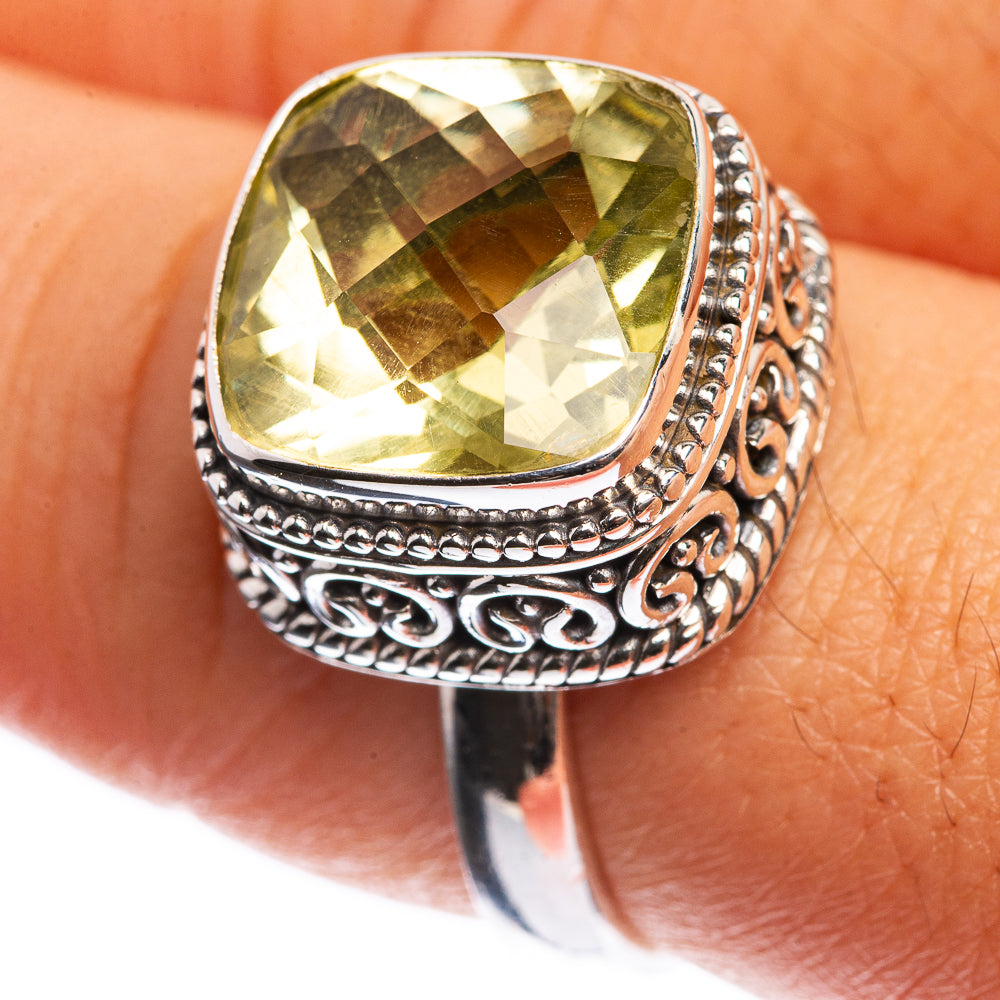 Faceted Citrine 925 Sterling Silver Ring Size 8