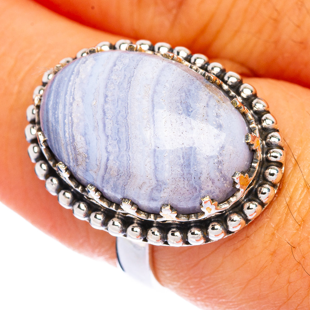Blue Lace Agate Ring Size 7.25 (925 Sterling Silver) R144459