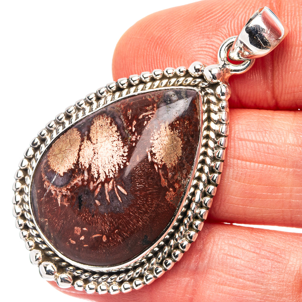 Premium Mexican Birds Eye Jasper Pendant 1 7/8" (.925 Sterling Silver)