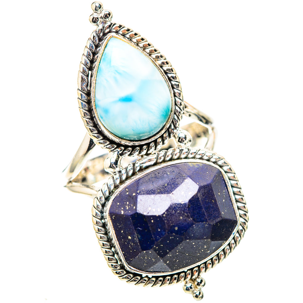 Large Lapis Lazuli, Larimar 925 Sterling Silver Ring Size 10 (925 Sterling Silver) RING139473