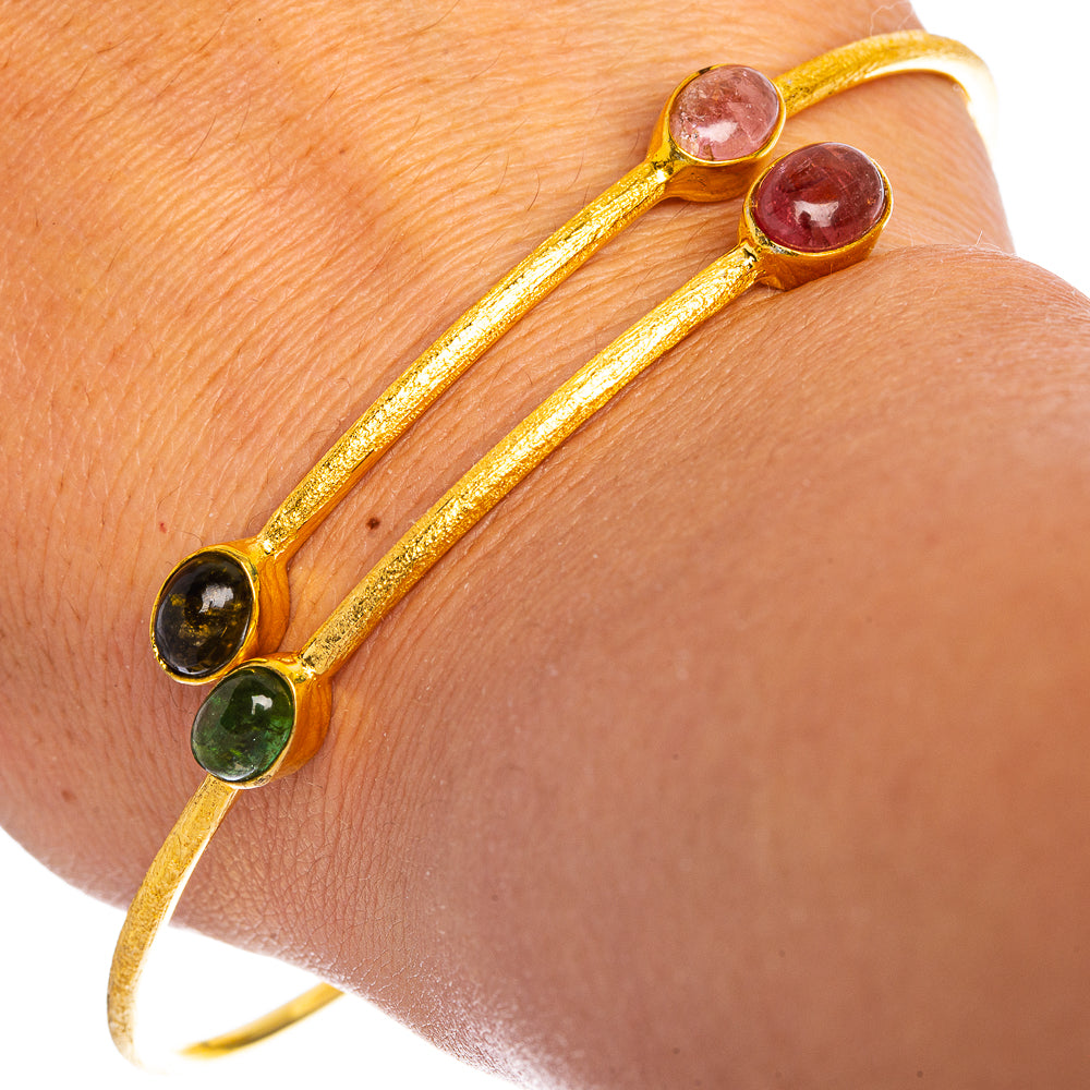 Tourmaline Cuff Bracelet 7 To 8" (925 Sterling Silver) BR90338